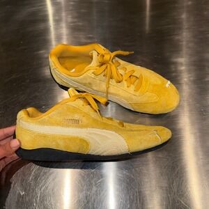 Puma Speedcat LS Mustard Yellow Suede Driving Shoes Women Size 9 Low Top Sneaker